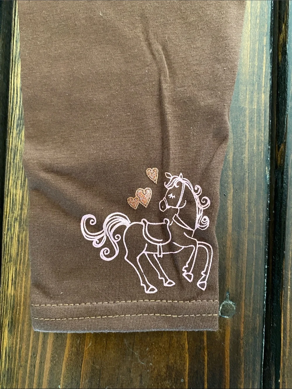 Dollie & Me Pink & Brown Horse-Print Set with Matching Doll Outfit. Size 5